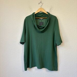 NWT BRYN WALKER Cowl Neck Ponti Ilse Top Half-Sleeve in Green